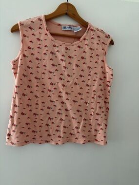 Vintage Peach Tank with Red Roses
